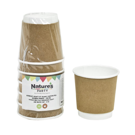 PacknWood 8NPGCDW4K - Double Walled PLA Cardboard Cup, 4oz., 2.44"Dia X 2.36"H