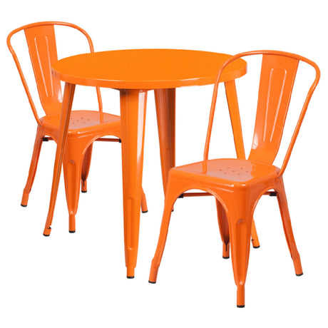 Flash Furniture CH-51090TH-2-18CAFE-OR-GG Table And Chair Set Includes (1) 30" Dia. X 29-1/2"H Table