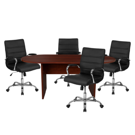 Flash Furniture BLN-6GCMHG2286-BK-GG Lake Table And Chair Set Includes (1) 72"W X 35"D X 29-1/2"H Oval Table