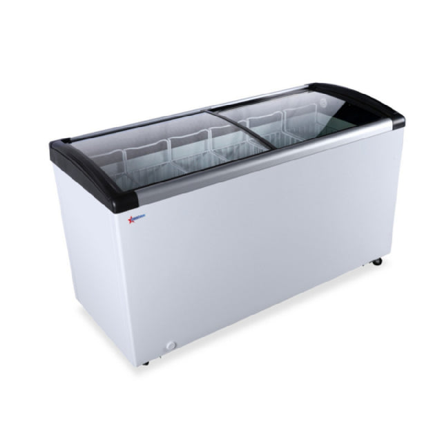 Omcan 47754 (FR-CN-0366) Ice Cream Freezer 9.3 Cu. Ft. Capacity (2) Sliding Doors With Curved Glass