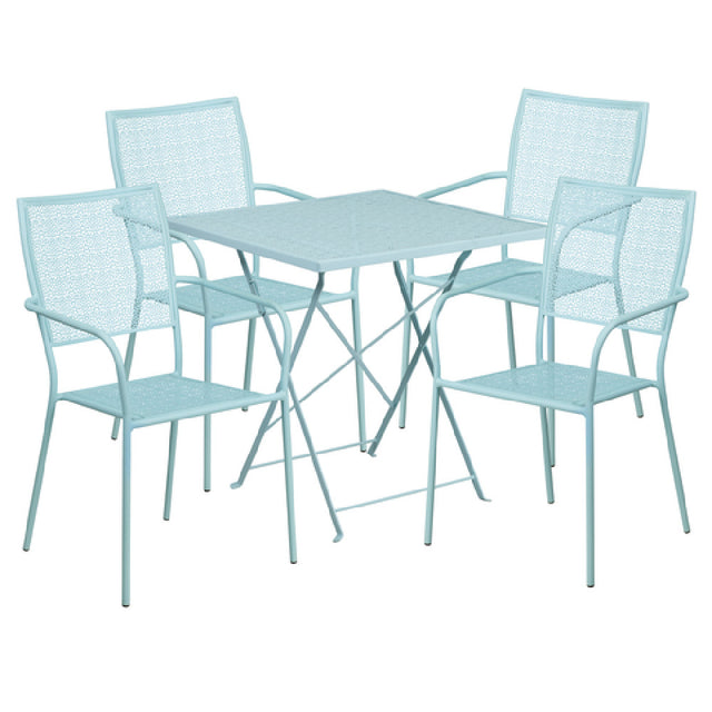 Flash Furniture CO-28SQF-02CHR4-SKY-GG Patio Table Set Includes (1) Folding Table: 28"W X 28"D X 28-1/4"H