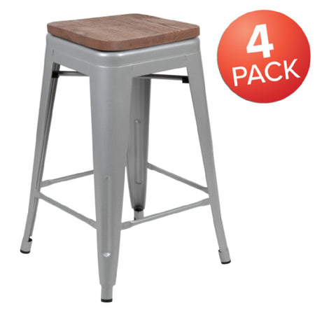 Flash Furniture 4-ET-31320W-24-SV-R-GG Cierra Indoor Bar Stool 440 Lb. Weight Capacity