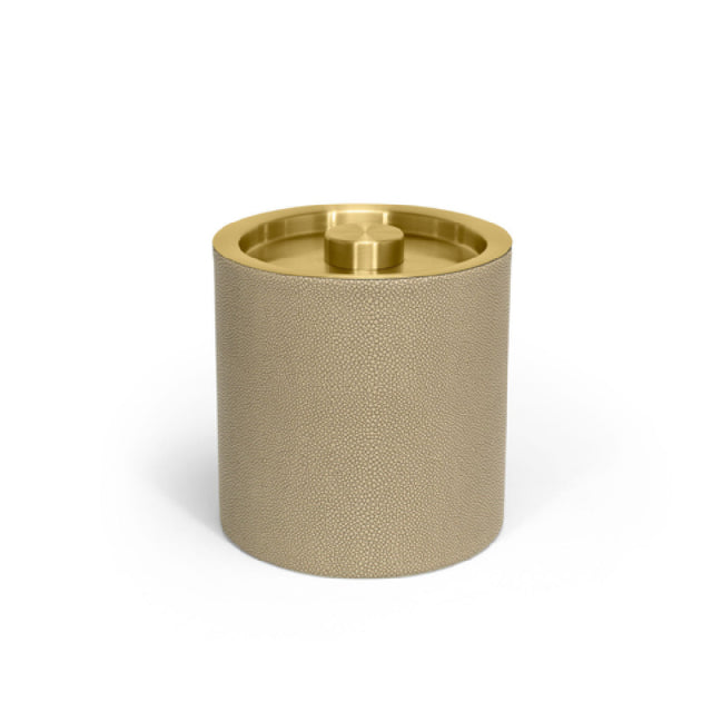 FOH RIB039BEL21 3.5qt Round Belize Ice Bucket Dune With Matte Brass Lid Includes One RIB018BEL21-BTM 3.5qt Round Belize Ice Bucket Base Dune
