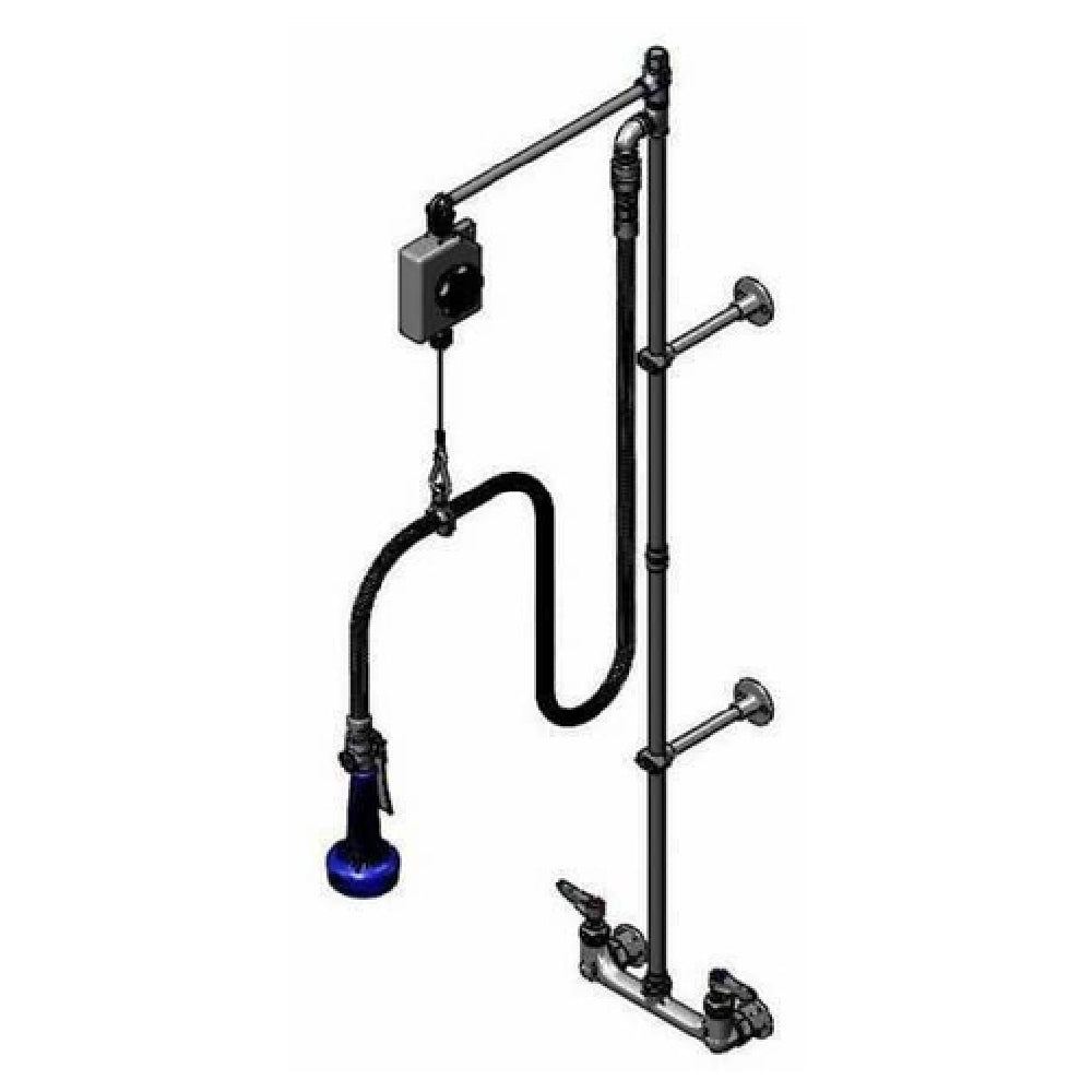 T&S Brass B-0129-VB-08 EasyInstall Pre-Rinse Unit Wall Mount Mixing Faucet With 8" Adjustable Centers