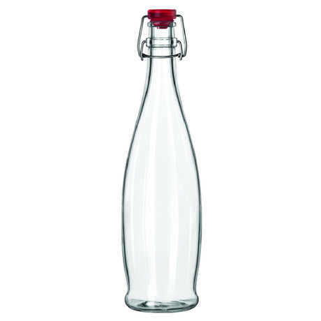 Libbey 13150035 Water Bottle 1 Liter (33-7/8 Oz.) With Red Wire Bail Lid