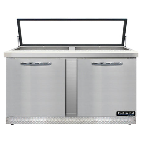 Continental Refrigerator SW60N24M-HGL-FB Mighty Top Sandwich Unit With Hinged Glass Lid