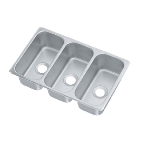 Vollrath 12065-3 Vending Cart Drop-In Sink Three Compartment 6-1/8"W X 12-1/8" Front-to-back X 5" Deep Compartments