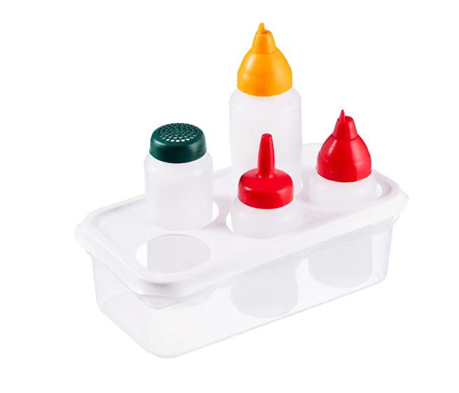 Carlisle 01473 Araven 5 Compartment Squeeze Dispenser Organizer 12-3/4 X 6-7/8 X 4" GN 1/3 Size