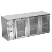 Victory VBBN78HC-G-S - Back Bar Refrigerator, Three-section, 78"W X 25-11/16”D X 34"H