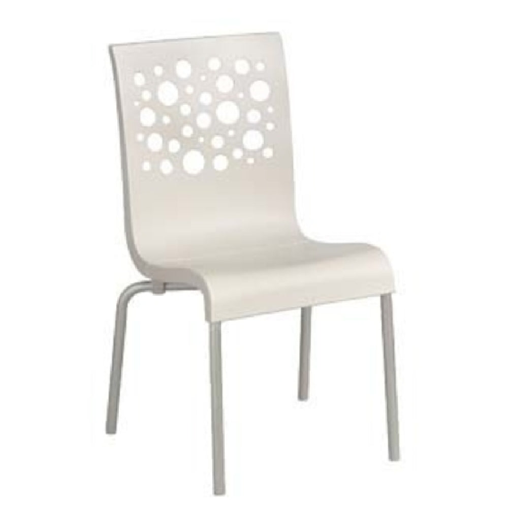 Grosfillex US835004 Tempo Stacking Side Chair Resin Back With Circles Cutout Resin Seat