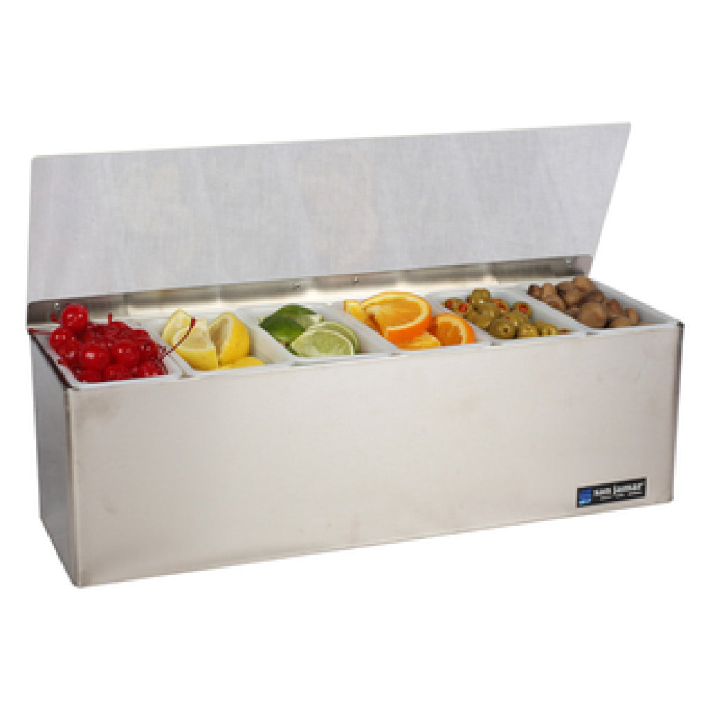 San Jamar B6186L EZ-Chill™ Garnish Center 18"W X 5-3/8"D X 5-7/8"H Includes (6) 1 Pt. Inserts