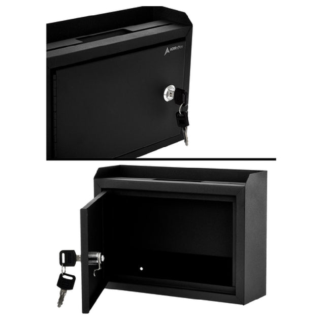 Alpine Industries ADI631-02-BLK Suggestion Box 9-8/10" X 3-4/10" X 7-1/2"H Wall Mountable