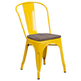 Flash Furniture CH-31230-YL-WD-GG Stacking Side Chair 500 Lb. Weight Capacity