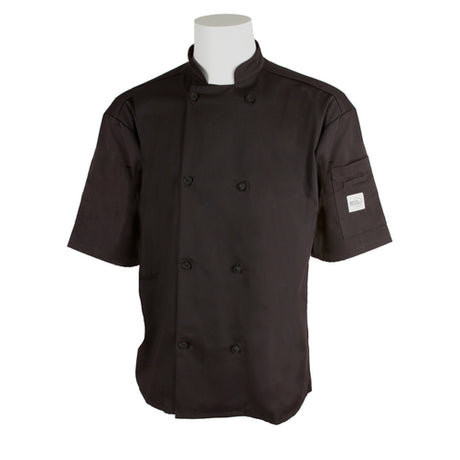 Mercer Culinary M61022BK4X Genesis Unisex Chef Jacket Short Sleeve (8) Cloth Knot Buttons