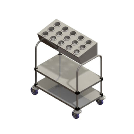 Piper Products 715-2-A15 - Tray & Silver Cart, (2) Stack With (15) Cylinder Silver Disp