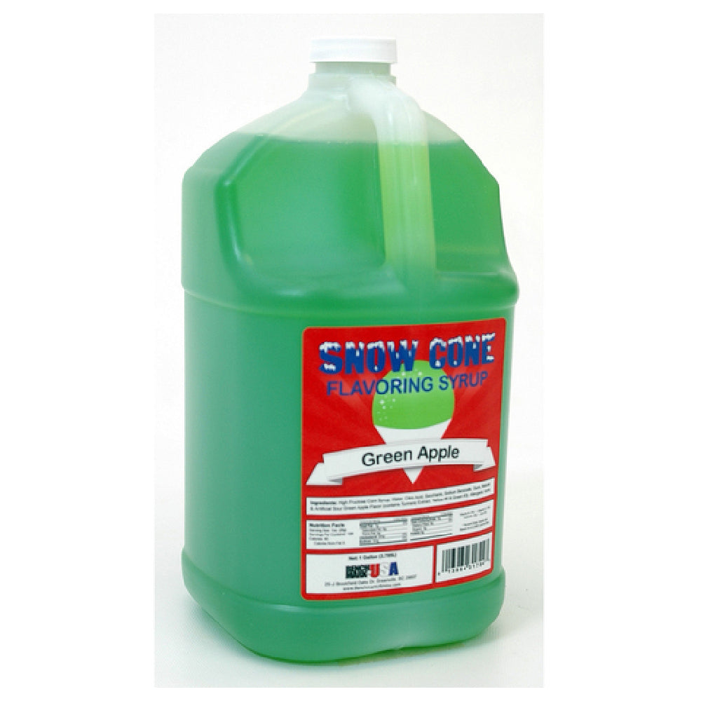 Winco 72009 Benchmark Snow Cone Syrup 1 Gallon Green Apple