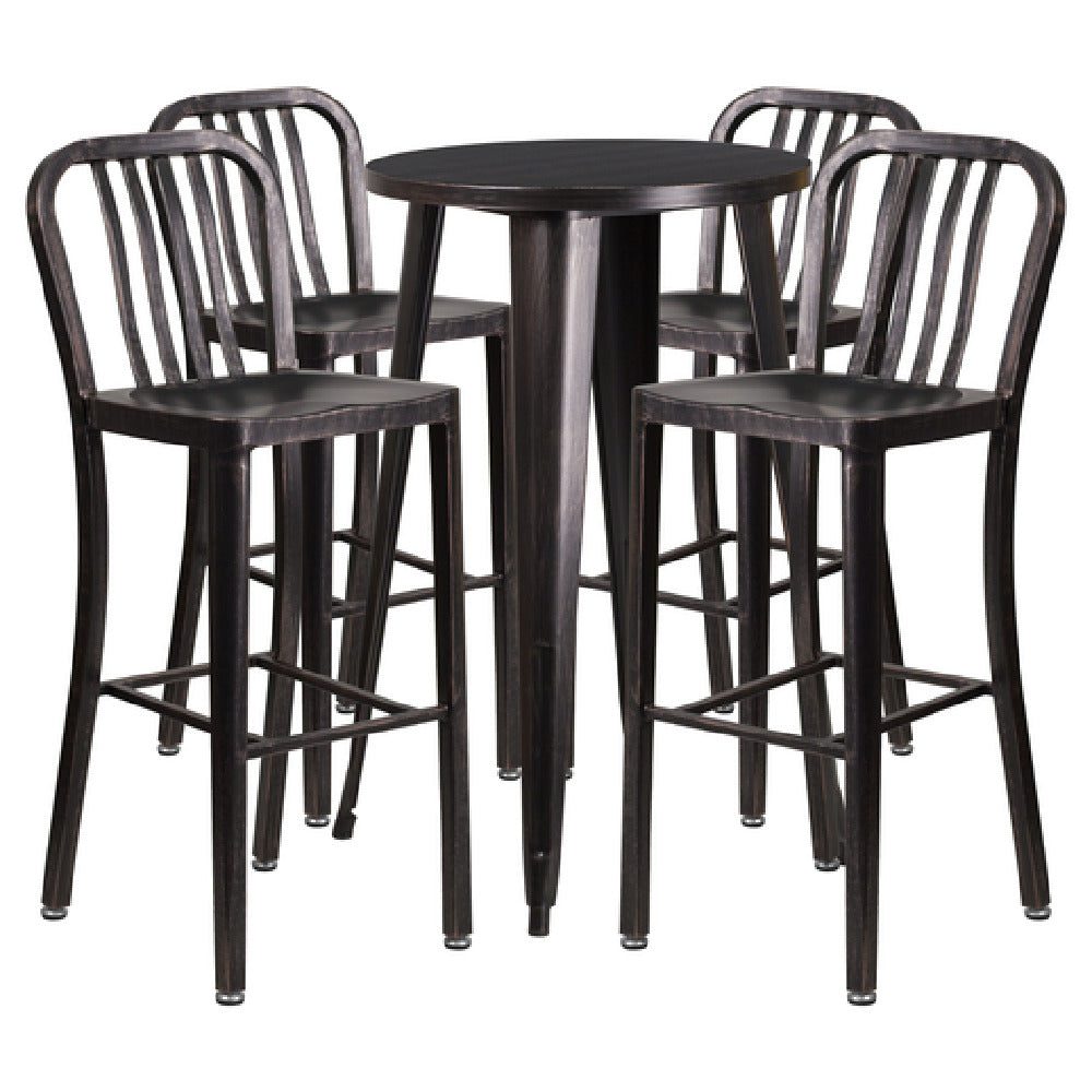 Flash Furniture CH-51080BH-4-30VRT-BQ-GG Table And Bar Stool Set Includes (1) 24" Dia. X 41"H Table