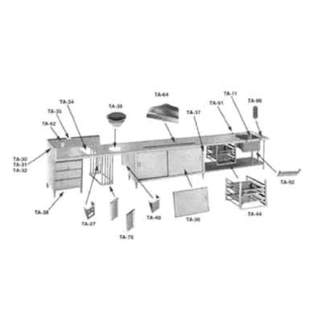 Advance Tabco TA-91 Poly Retaining Clips (for Stainless Steel Top Table) Includes TA-22 (per Table)