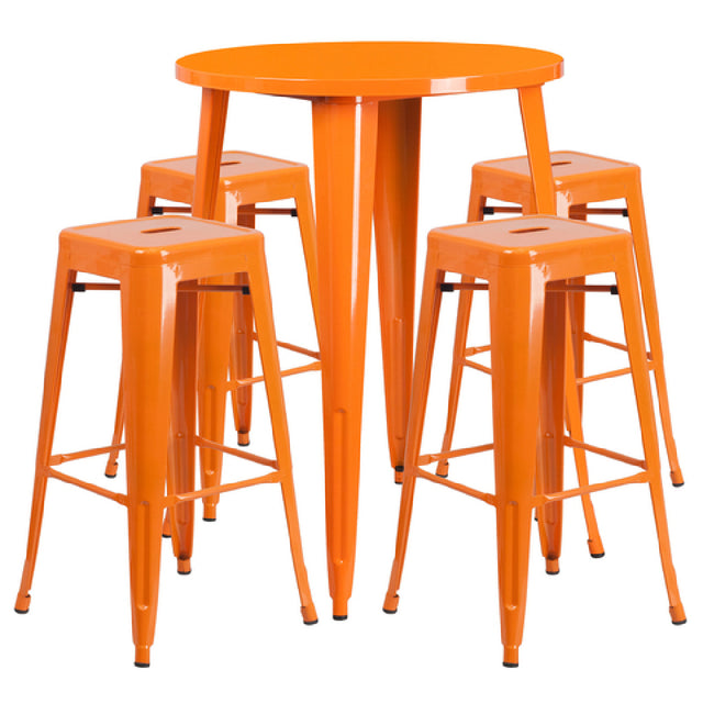 Flash Furniture CH-51090BH-4-30SQST-OR-GG Table And Bar Stool Set Includes (1) 30" Dia. X 41"H Table