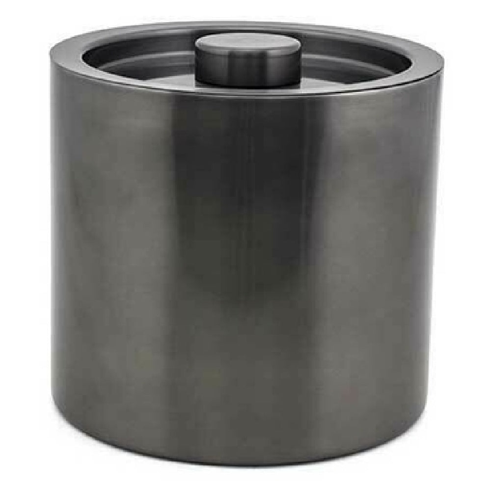 FOH RIB024BKS21_ 3qt Round Brushed Stainless Ice Bucket Matte Black Includes One RIB024BKS21-BTM 3qt Round Brushed Stainless Ice Bucket Base Matte Black