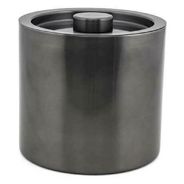 FOH RIB024BKS21_ 3qt Round Brushed Stainless Ice Bucket Matte Black Includes One RIB024BKS21-BTM 3qt Round Brushed Stainless Ice Bucket Base Matte Black