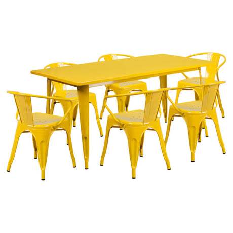 Flash Furniture ET-CT005-6-70-YL-GG Table And Chair Set Includes (1) 63"W X 31-1/2"D X 29-1/2"H Table