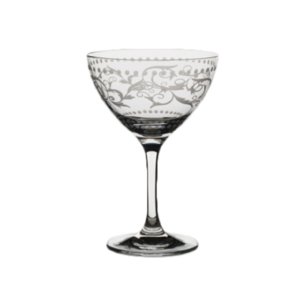 Steelite 4854RA354 Martini/Cocktail Glass 8 Oz. (H 5-3/4" M 3-3/4" T 3-3/4" B 2-7/8") Vintage Dots Etched Pattern