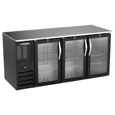 Beverage Air BB72HC-G-B - Refrigerated Back Bar Storage Cabinet, Three-section, 72"W X 30-3/8"D X 34"H