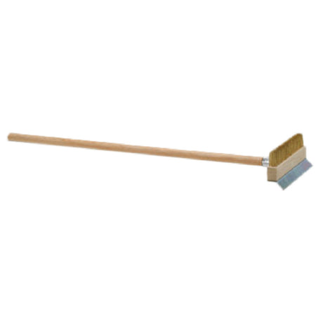 Royal Industries ROY BR PZA Pizza Oven Brush 36" Long Metal Threaded Wood Handle Brass Bristles And Metal Scraper