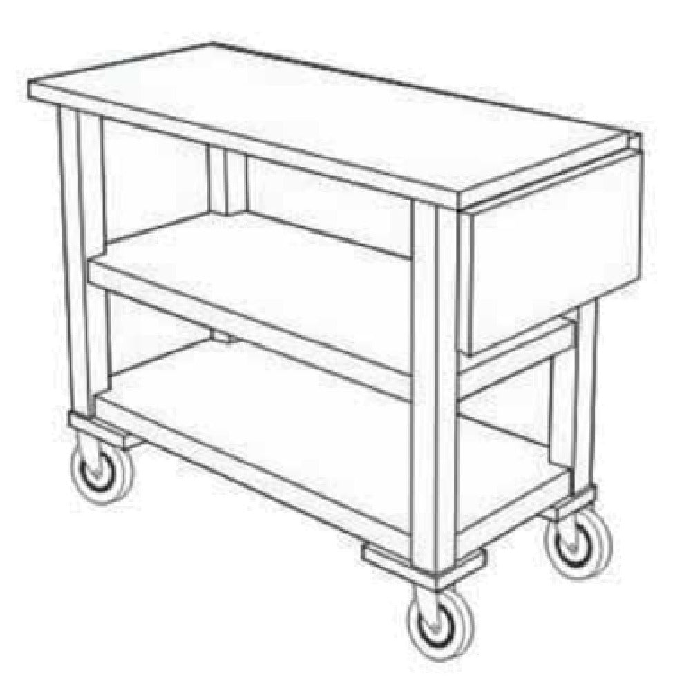 Forbes Industries 5528 Service Cart Open (3) Wood Veneer Shelves