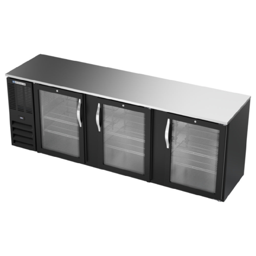Beverage Air BBN94HC-G-B - Refrigerated Back Bar Storage Cabinet, Three-section, 94"W X 26-3/8"D X 34"H