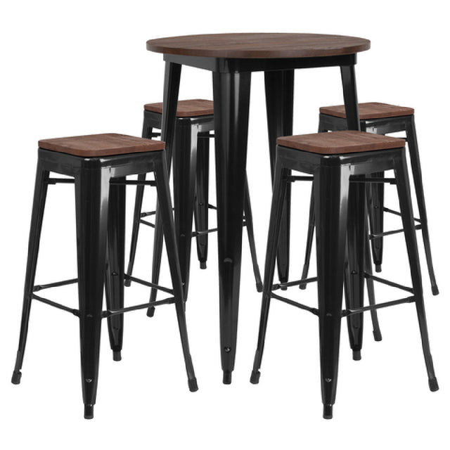 Flash Furniture CH-WD-TBCH-26-GG Table And Chair Set (1) 30" Round Table (4) Backless Stools