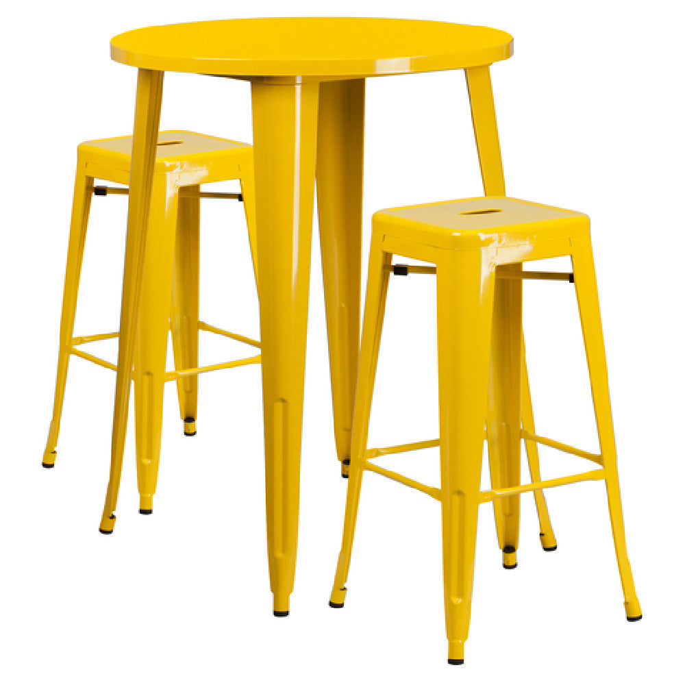 Flash Furniture CH-51090BH-2-30SQST-YL-GG Table And Bar Stool Set Includes (1) 30" Dia. X 41"H Table