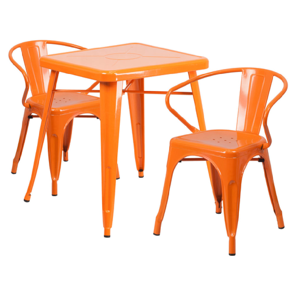 Flash Furniture CH-31330-2-70-OR-GG Table And Chair Set Includes (1) 23-3/4"W X 23-3/4"D X 29"H Table (footprint: 27-3/4"W X 27-3/4"D)