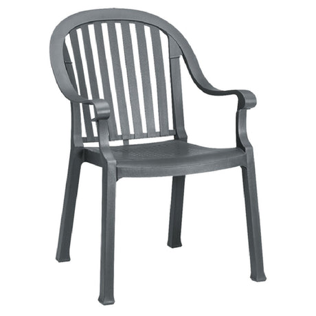 Grosfillex US496502 Colombo Stacking Armchair Designed For Outdoor Use Slat Back