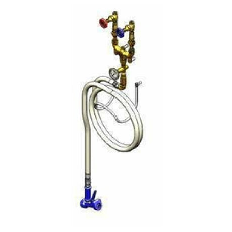 T&S Brass MV-0771-11NW Washdown Faucet Wall Mount 1/2" Globe Valves With Color Coded Handles