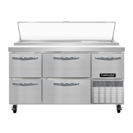 Continental Refrigerator PA60N-D Pizza Prep Table 60"W Two-section