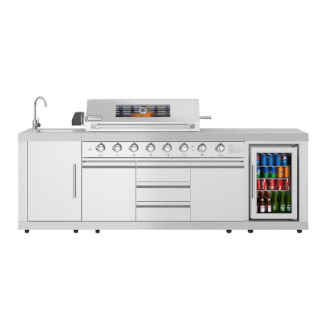 Koolmore KM-OKS-BQHUB Outdoor Kitchen Island 103"W X 25"D X 47-3/5"H (2) 12000 And 15000 BTU Infrared Back Burner