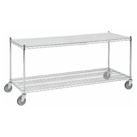Hubert 31409 - Wire Station Cart, 2-shelf, 72"L X 24"W X 34-1/2"H