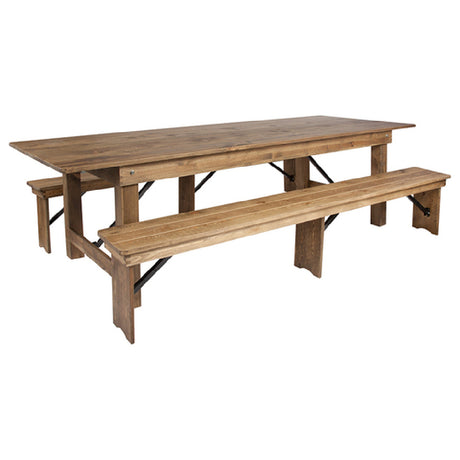 Flash Furniture XA-FARM-6-GG Hercules Series Folding Farm Table Set Antique Rustic Design