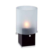 Bauscher Hepp 55.0075.6040 - Table Lamp, 3-3/4" Dia. Satin Finish Glass Shade, 2-1/2" X 7-1/2" Dark Wood Stained Base