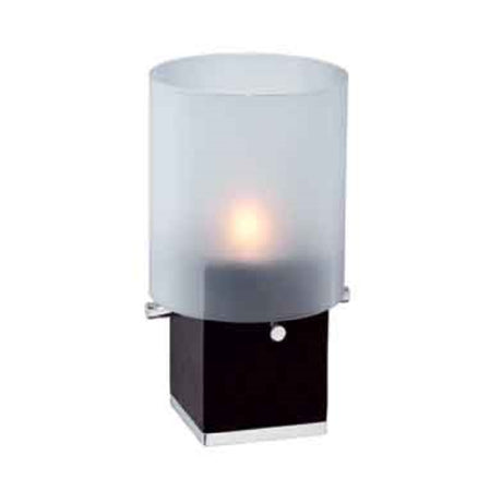 Bauscher Hepp 55.0075.6040 - Table Lamp, 3-3/4" Dia. Satin Finish Glass Shade, 2-1/2" X 7-1/2" Dark Wood Stained Base