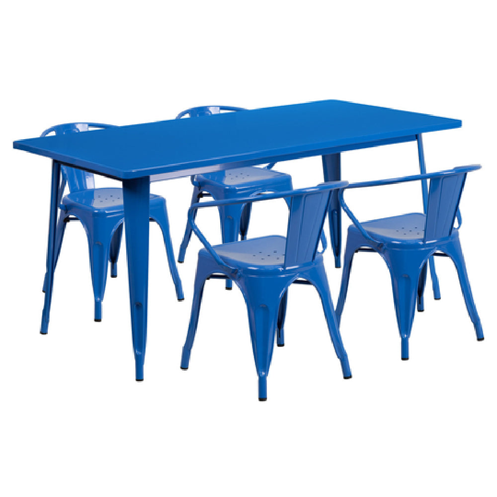 Flash Furniture ET-CT005-4-70-BL-GG Table And Chair Set Includes (1) 63"W X 31-1/2"D X 29-1/2"H Table