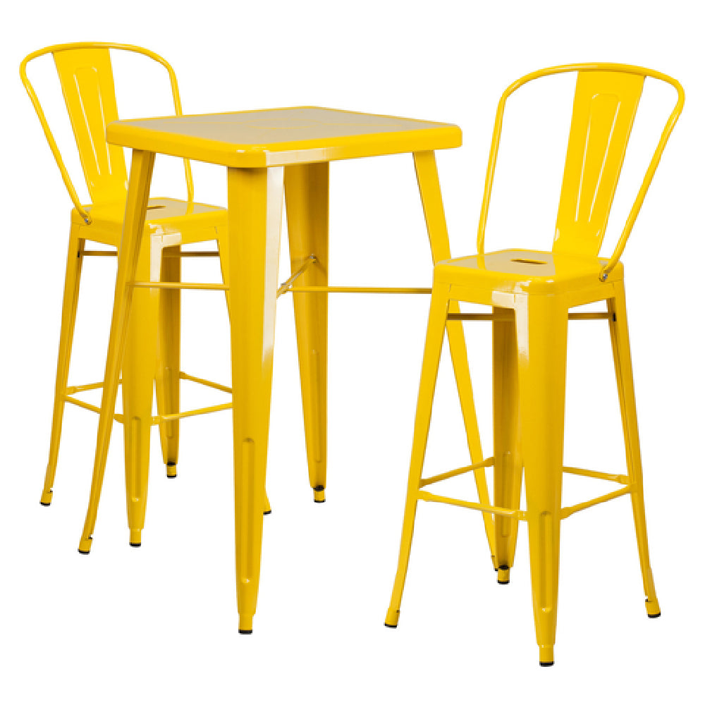 Flash Furniture CH-31330B-2-30GB-YL-GG Table And Bar Stool Set Includes (1) 27-3/4"W X 27-3/4"D X 40"H Table