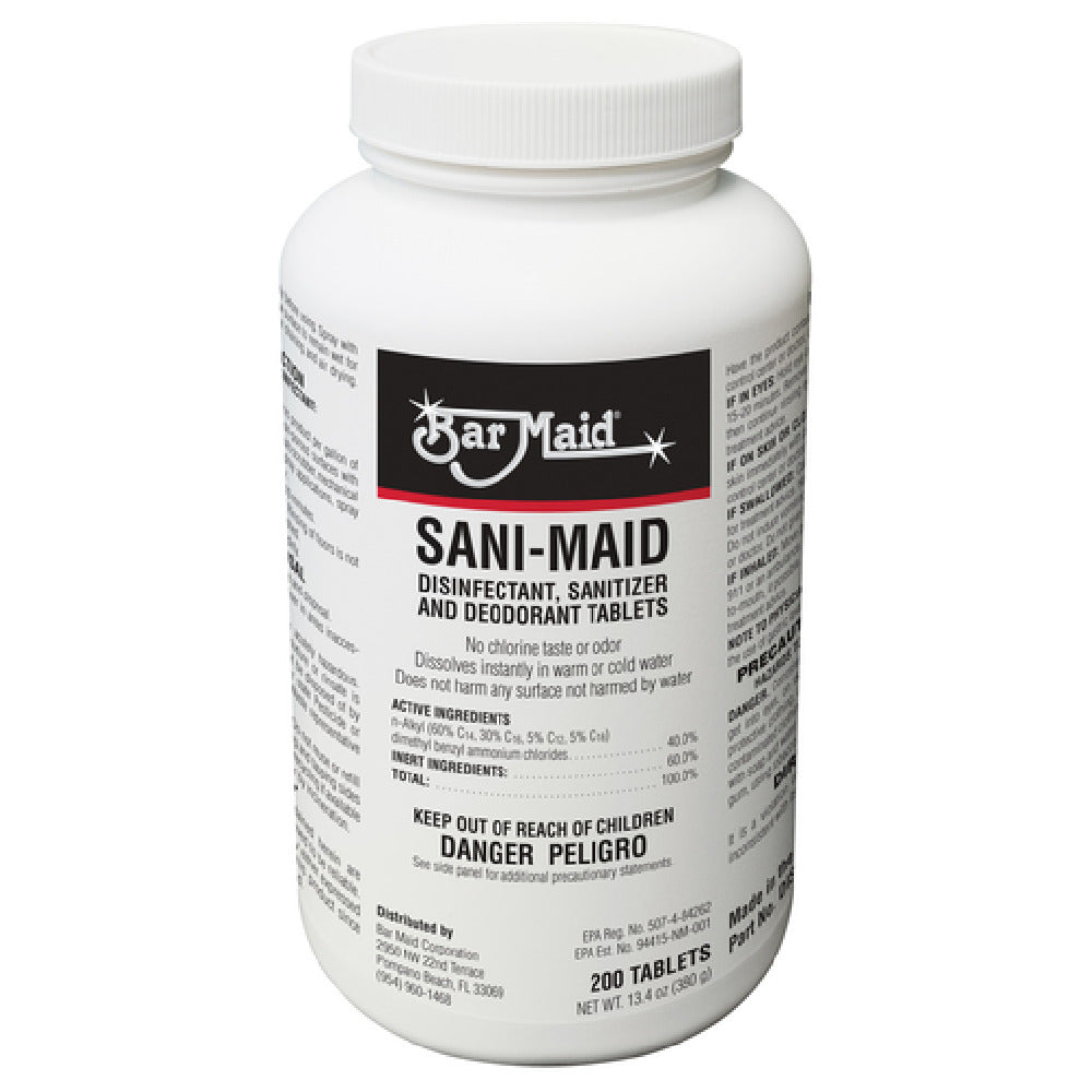 Bar Maid/Glass Pro DIS-207 Bar Maid®Quaternary Sanitizer/disinfectant Tablets