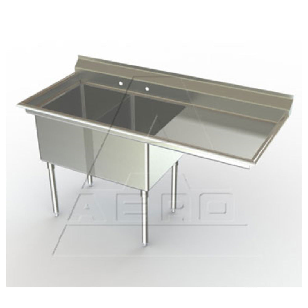 AERO Manufacturing MF2-2424-30R Economy Sink Two Compartment With 30" Drainboard On Right