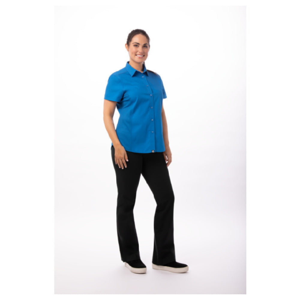 Chef Works CSWV-BLU-2XL Women's Universal Shirt Short Sleeves Cool Vent™ Panels Down Both Sides