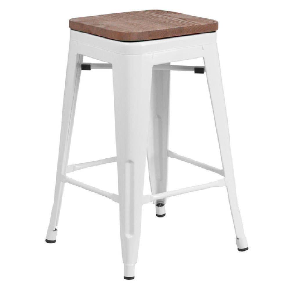 Flash Furniture CH-31320-24-WH-WD-GG Bar Stool 500 Lb. Weight Capacity Counter Height