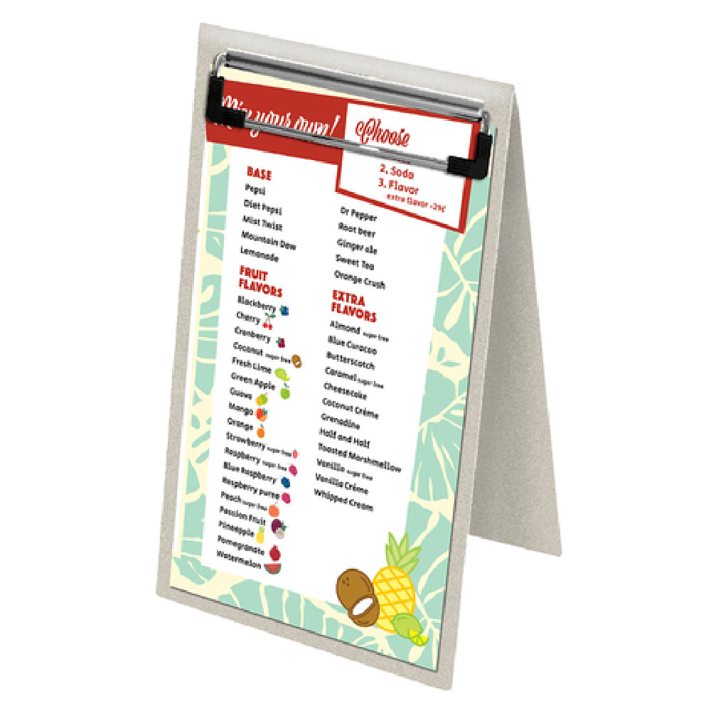 Menu Solutions MTDBL-46-CLP_BRUSH Table Tent Holds 4" X 6" Insert Double Sided