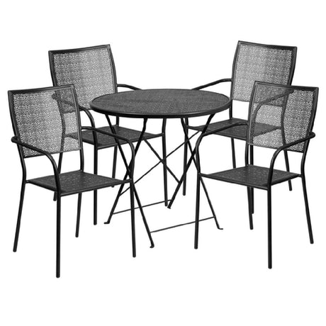 Flash Furniture CO-30RDF-02CHR4-BK-GG Patio Table Set Includes (1) Folding Table: 30" Dia. X 28"H